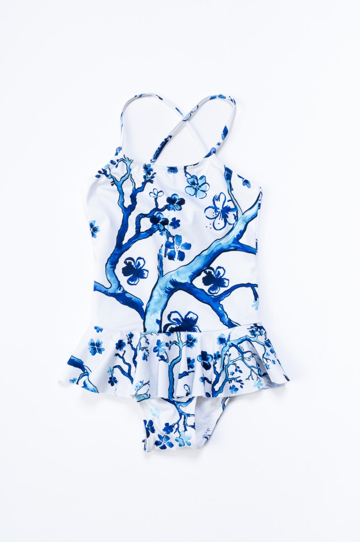 Kids Blue & White One Piece Bathing Suit