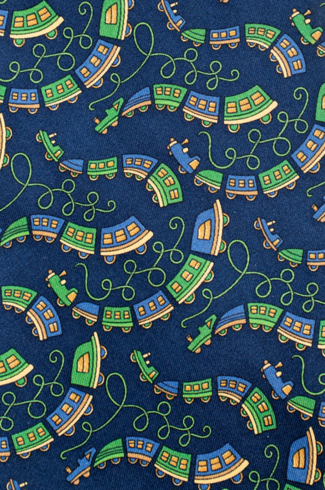 Navy Train Print TIe