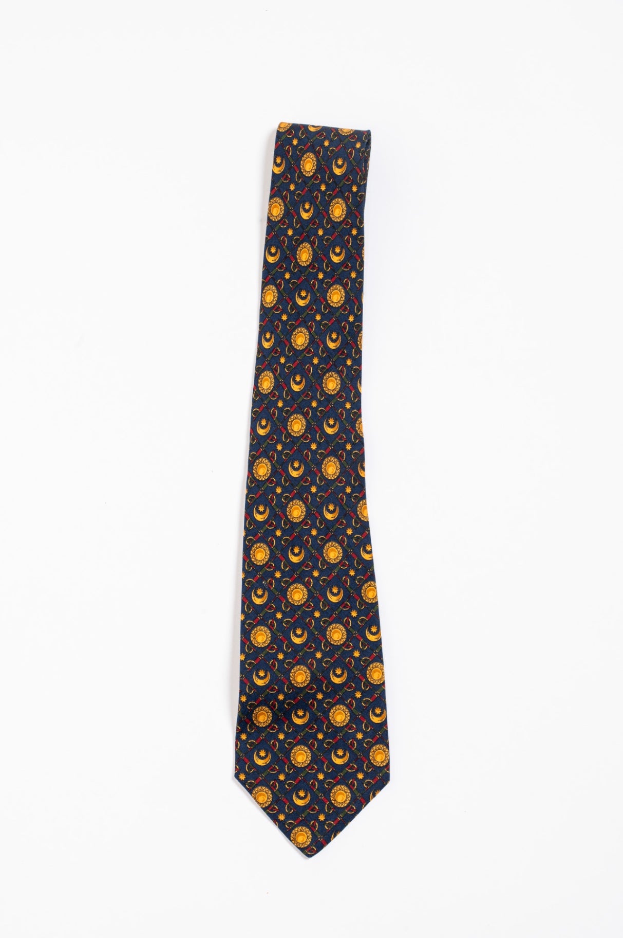 Navy Moon & Sun Print Tie