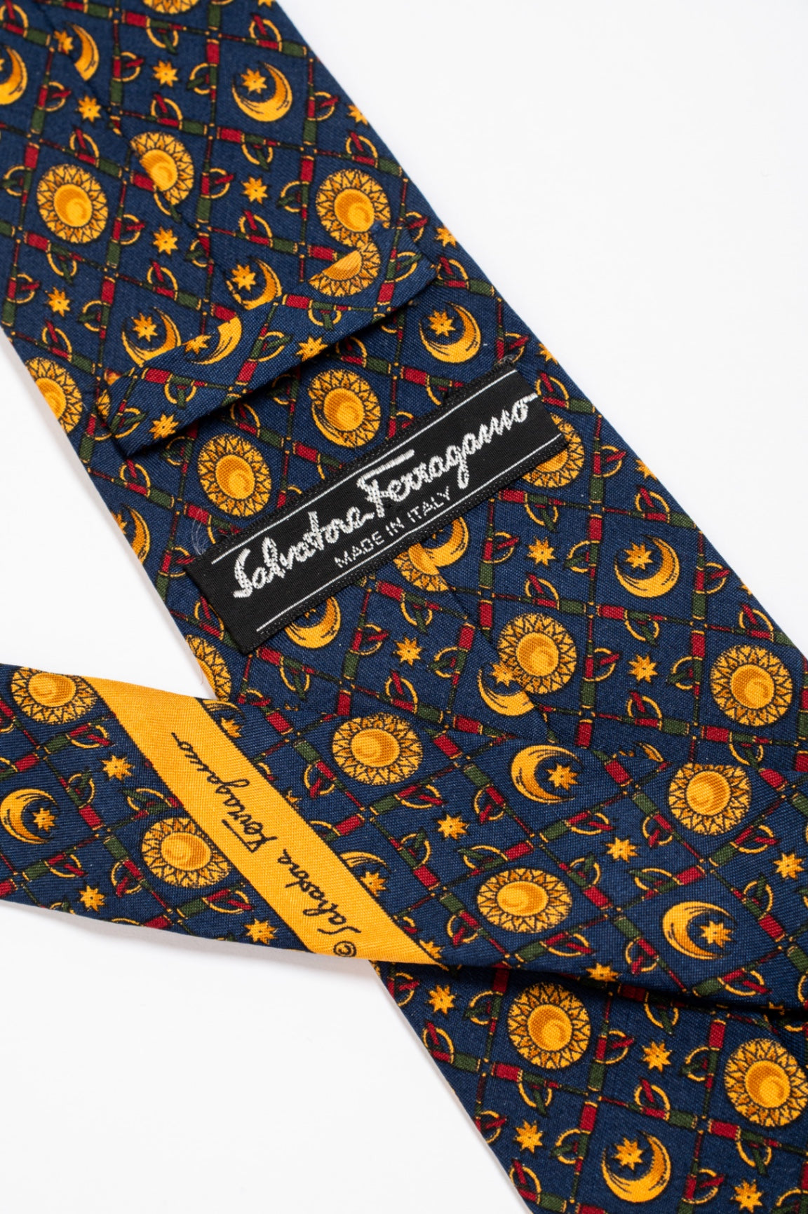 Navy Moon & Sun Print Tie