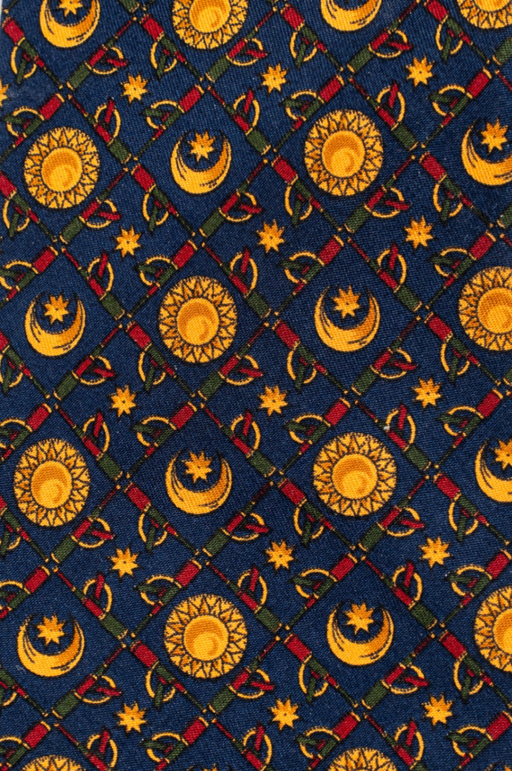 Navy Moon & Sun Print Tie