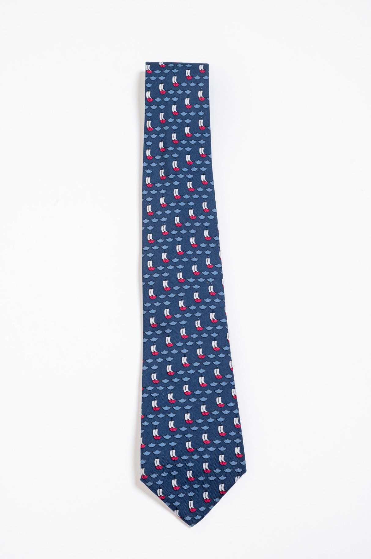 Navy Sailboat Print Tie