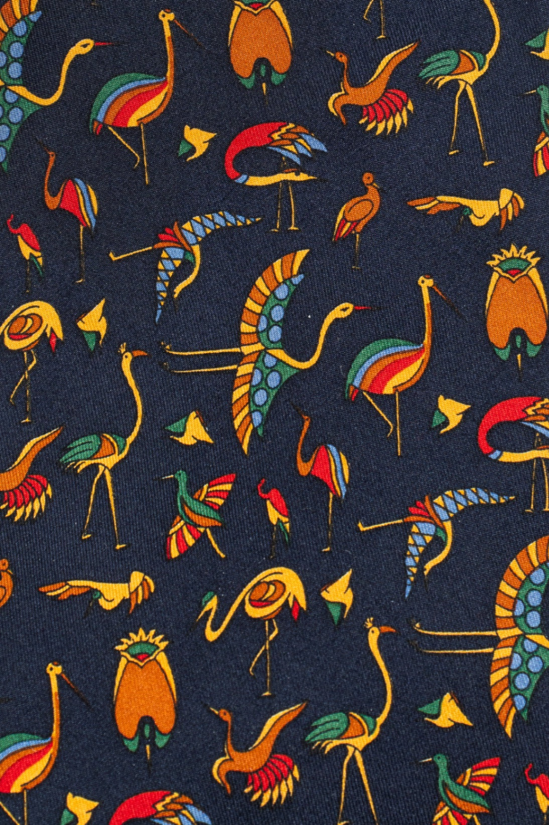 Navy Colourful Bird Print Tie