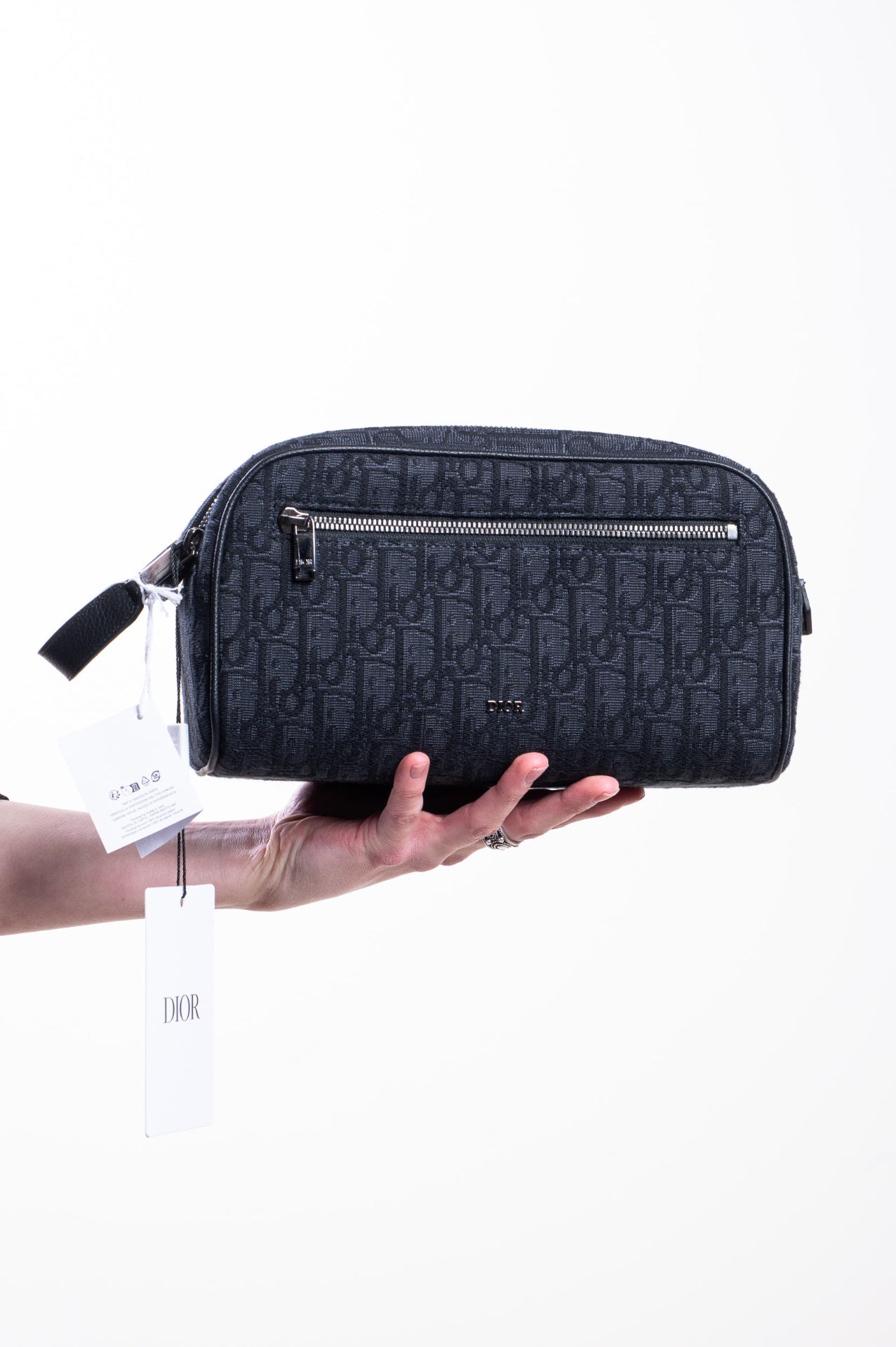 Black Oblique Jacquard Toiletry Bag