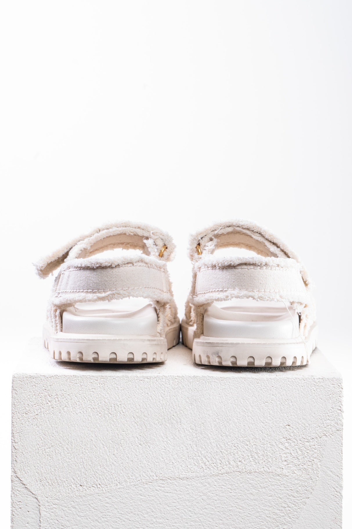 Cream/Beige Fringe Canvas Sandals