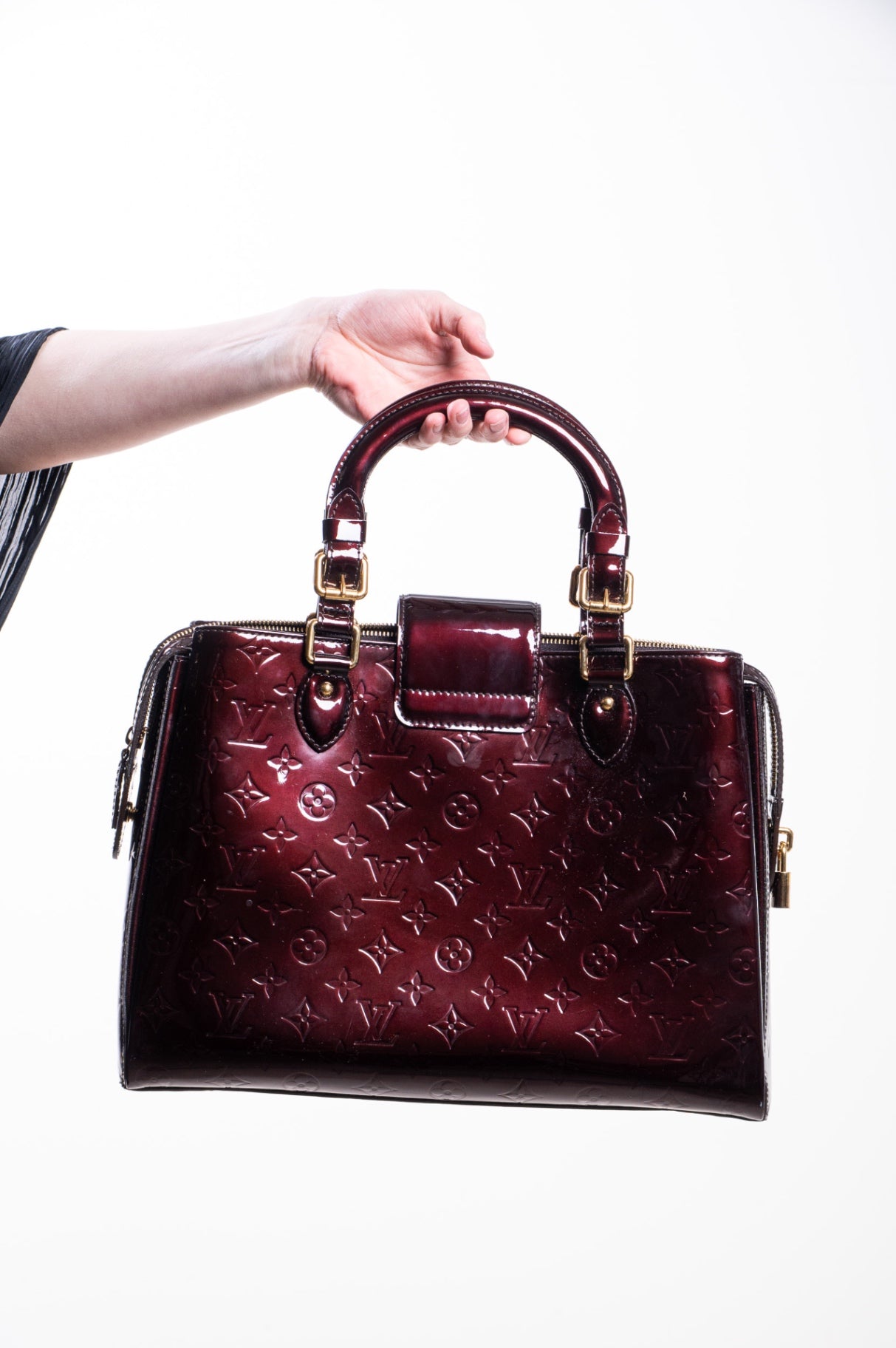 Amarante Patent Leather Melrose Handbag
