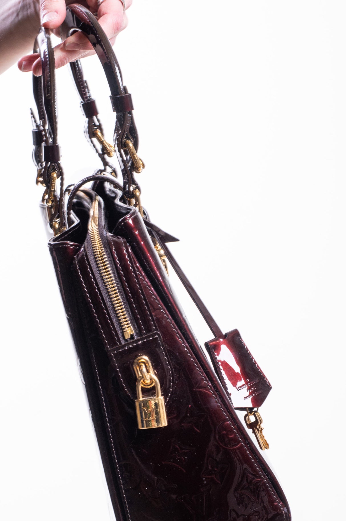 Amarante Patent Leather Melrose Handbag
