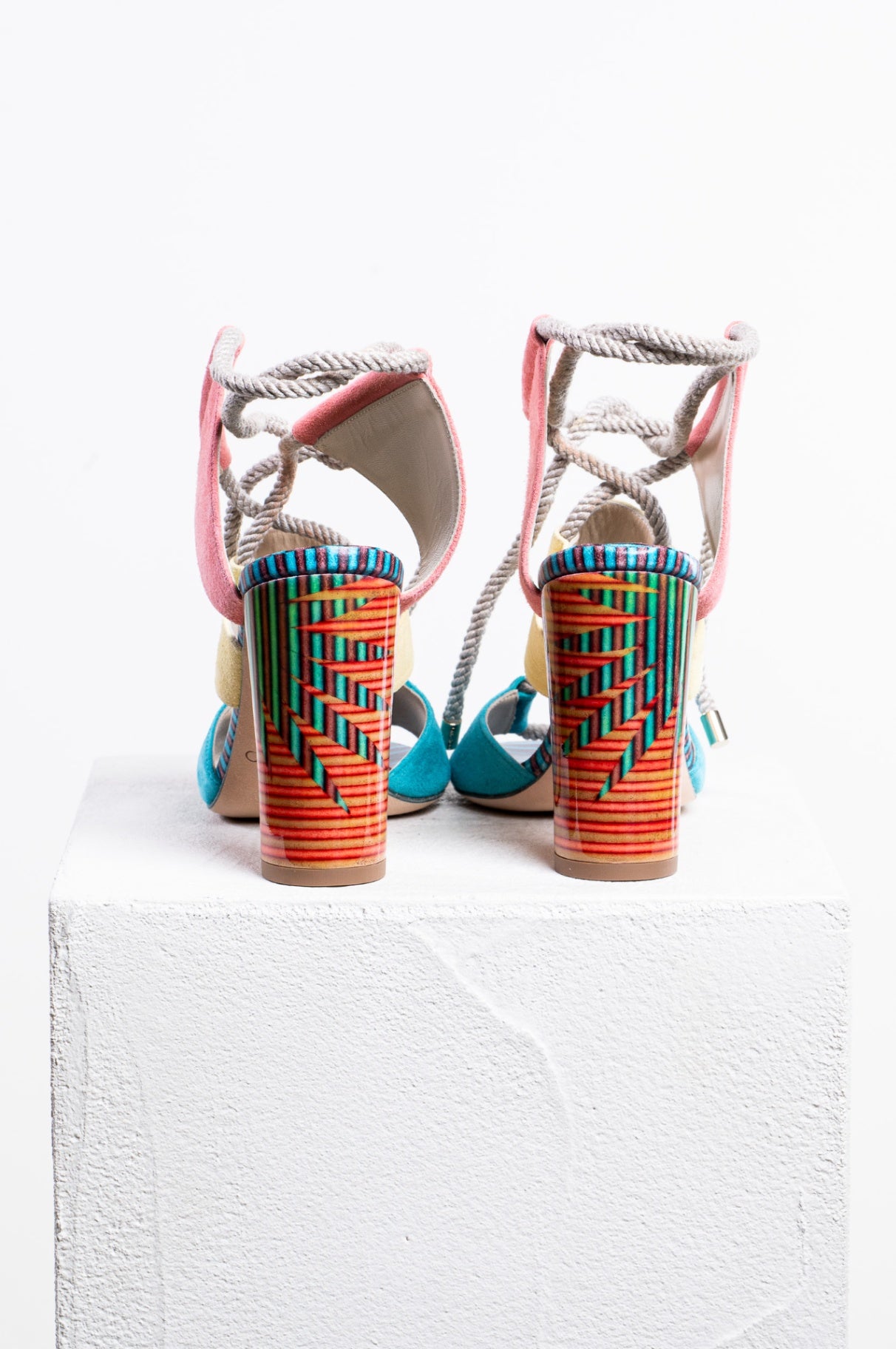 Multicolor Suede Henni 100 Block Heels