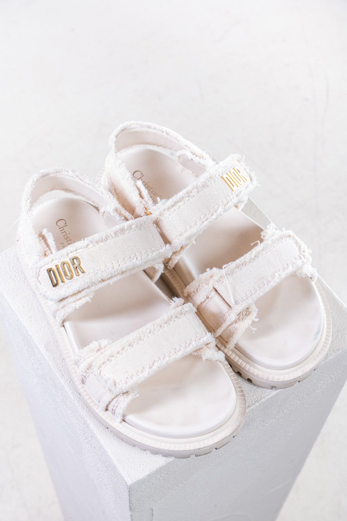 Cream/Beige Fringe Canvas Sandals