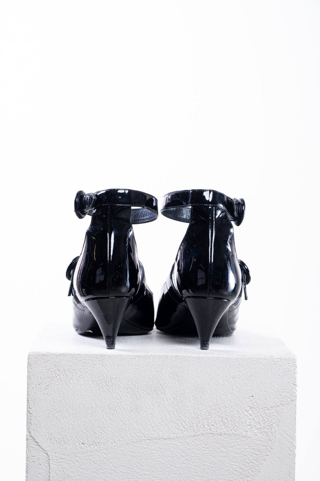 Black Patent Leather Mary Jane Kitten Heel Pump