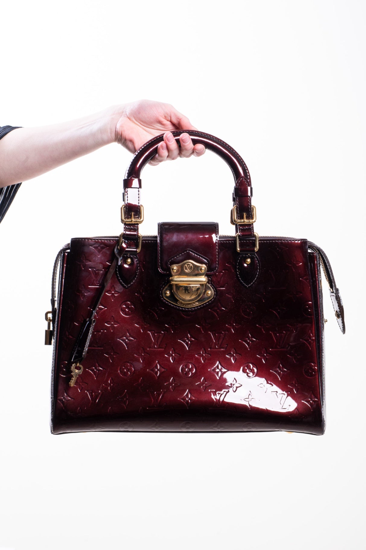 Amarante Patent Leather Melrose Handbag