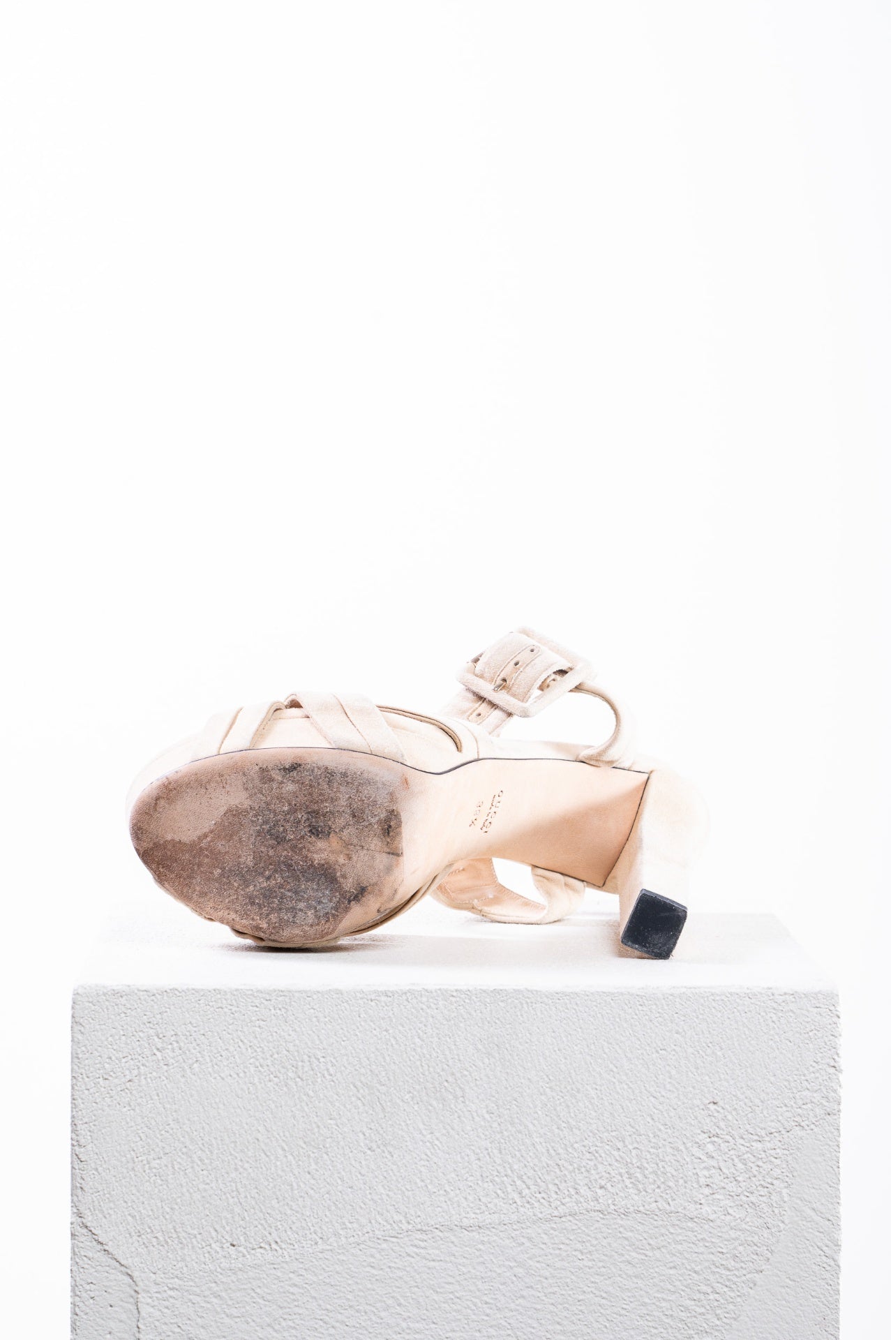 Beige Suede Platform Sandals