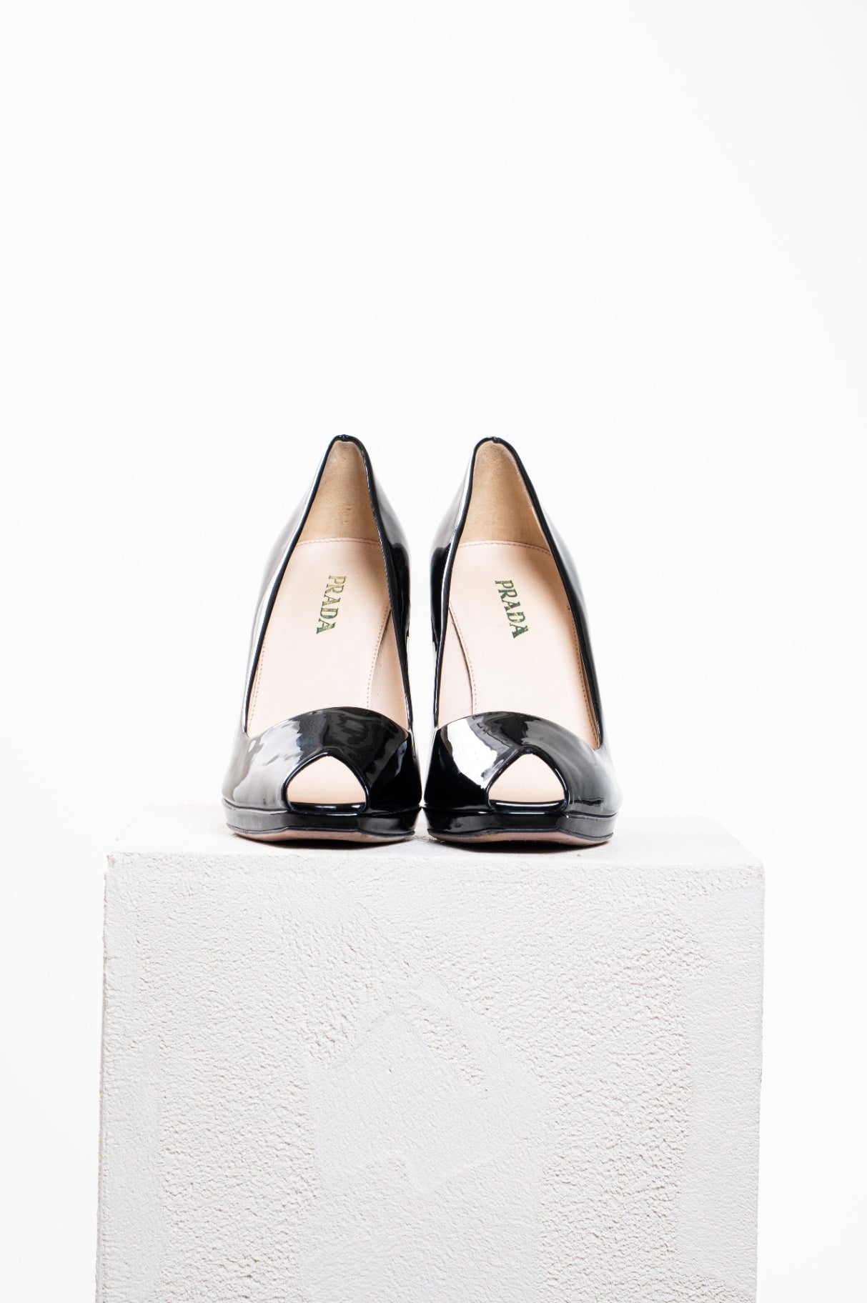 Black Patent Leather Peep Toe High Heel