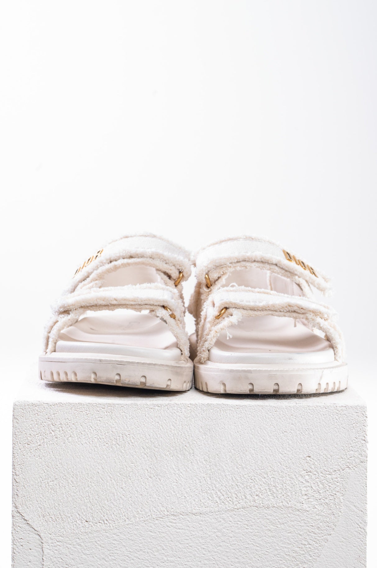 Cream/Beige Fringe Canvas Sandals