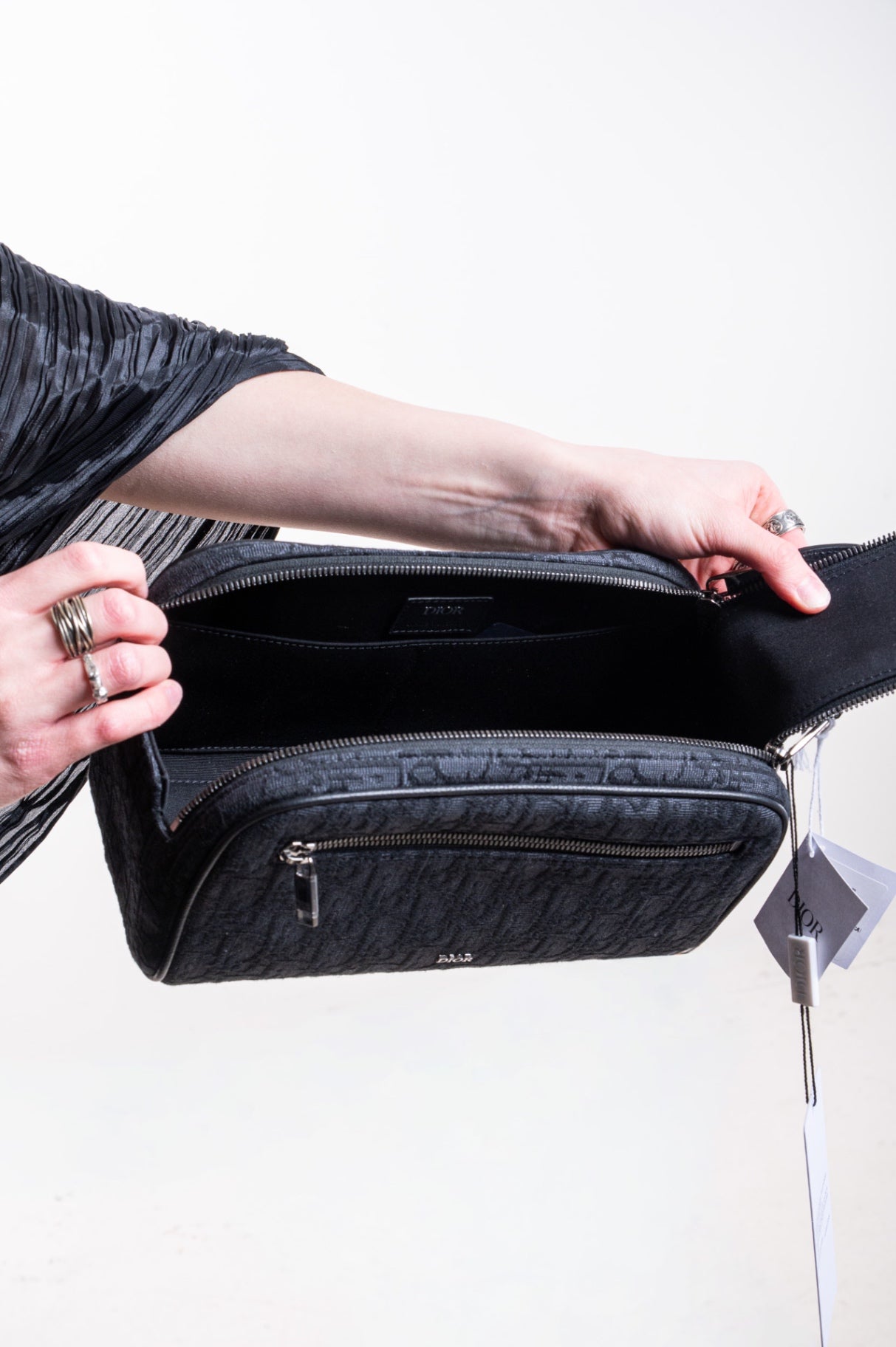 Black Oblique Jacquard Toiletry Bag