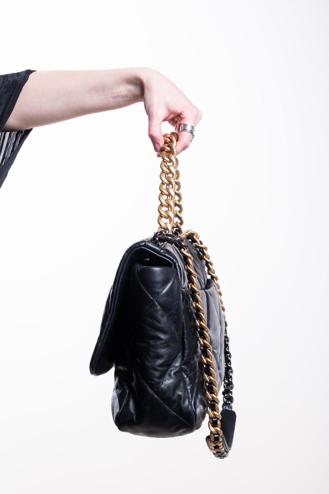Black 19 Maxi Flap Bag