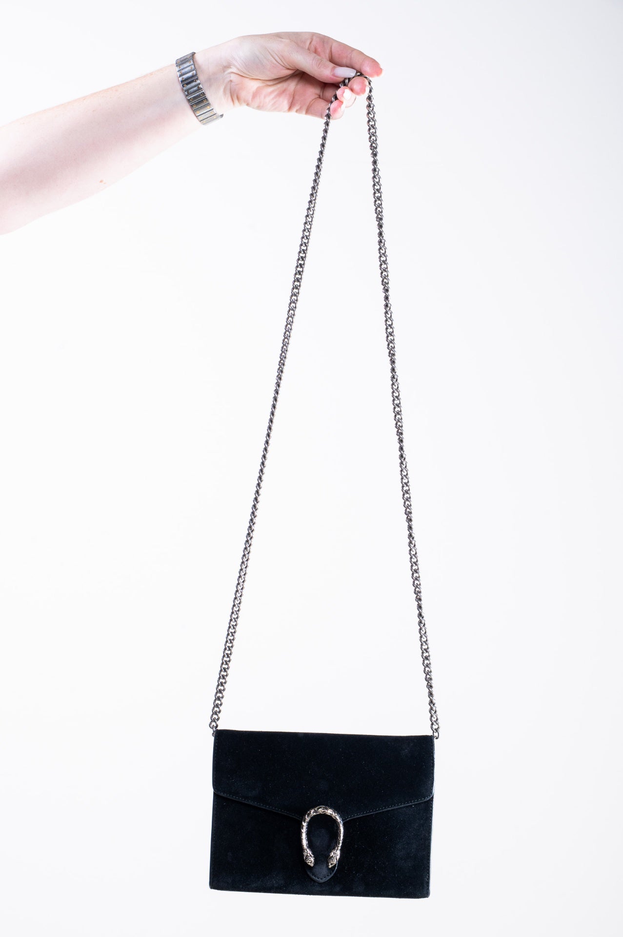 Black Suede Dionysus Wallet on Chain