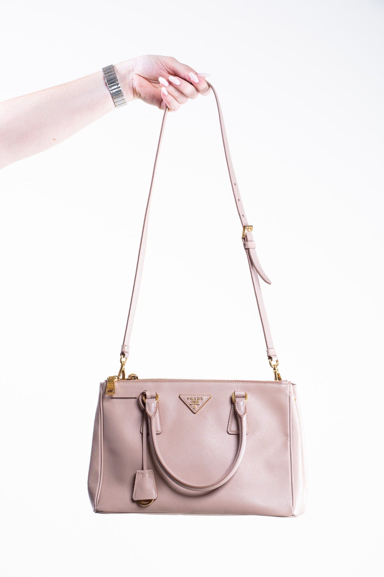 Pink Galleria Saffiano Leather Tote Bag