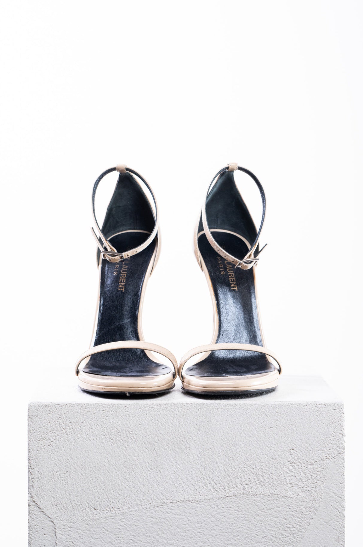 Beige Patent Jane Ankle-Strap Sandals