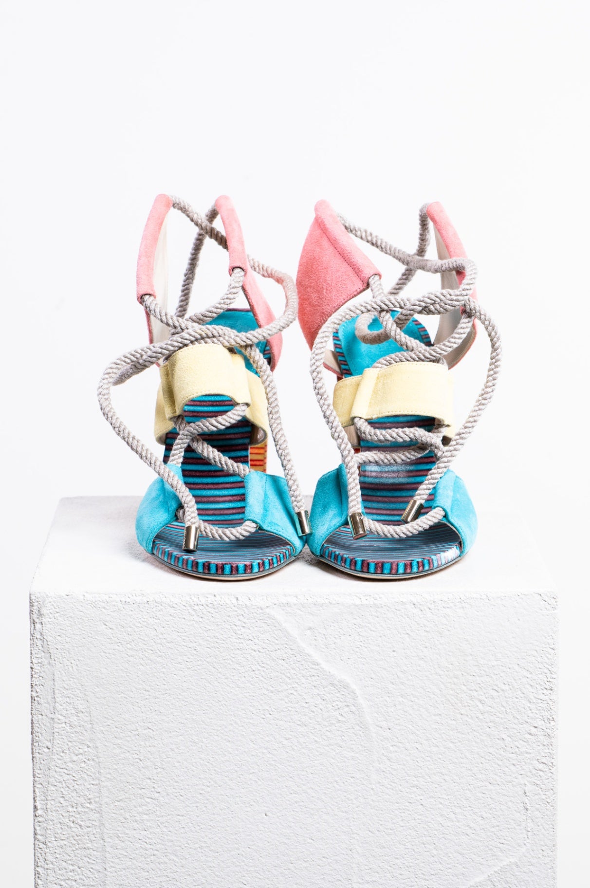 Multicolor Suede Henni 100 Block Heels