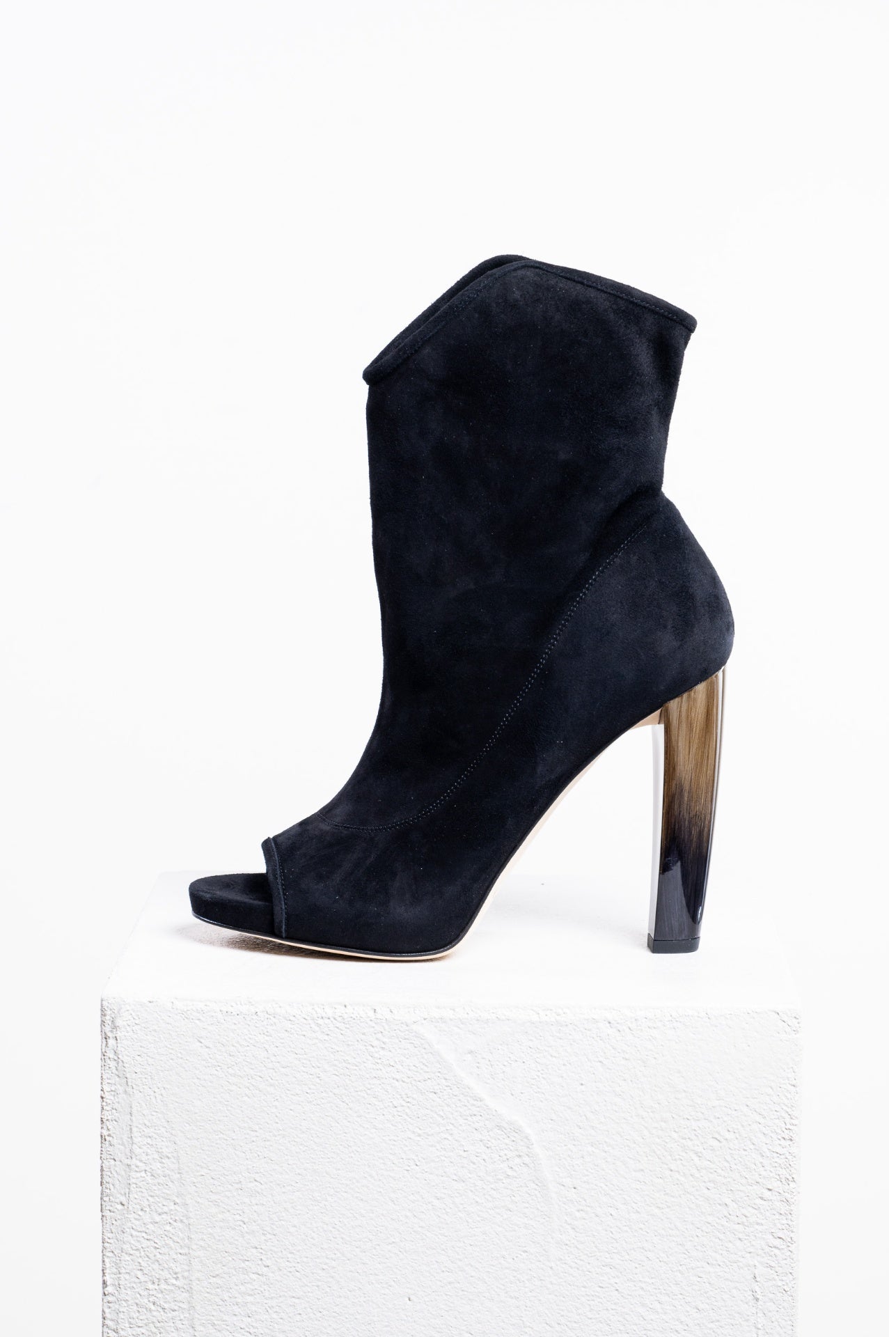 Black Suede Peep-toe Maja 110mm Boots