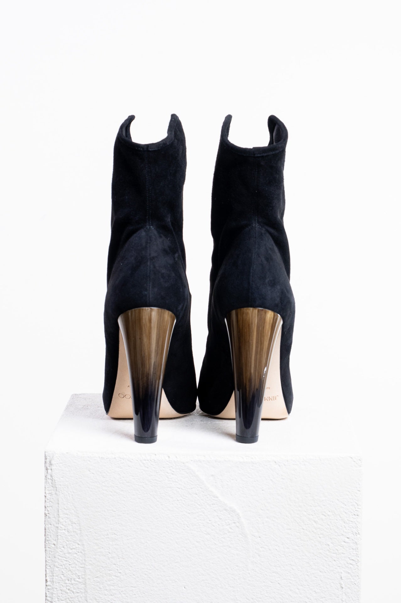 Black Suede Peep-toe Maja 110mm Boots