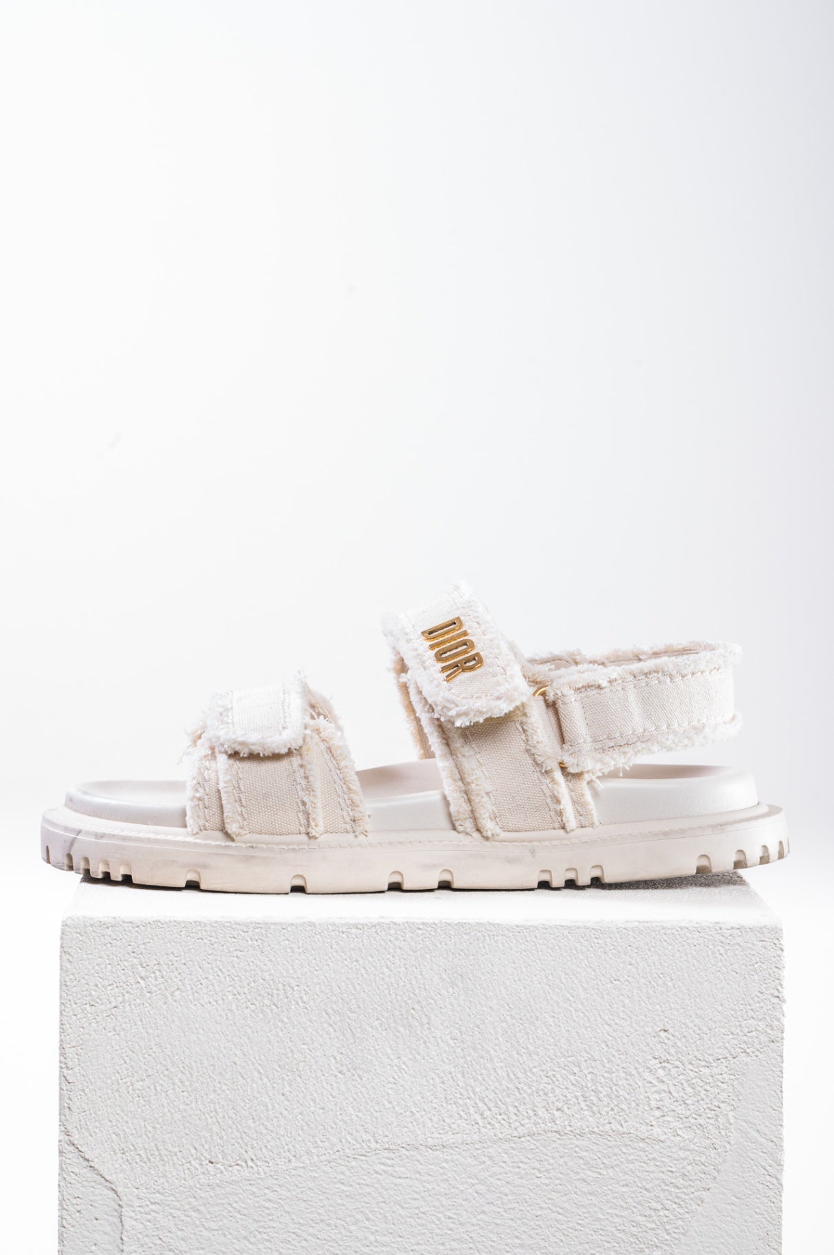 Cream/Beige Fringe Canvas Sandals