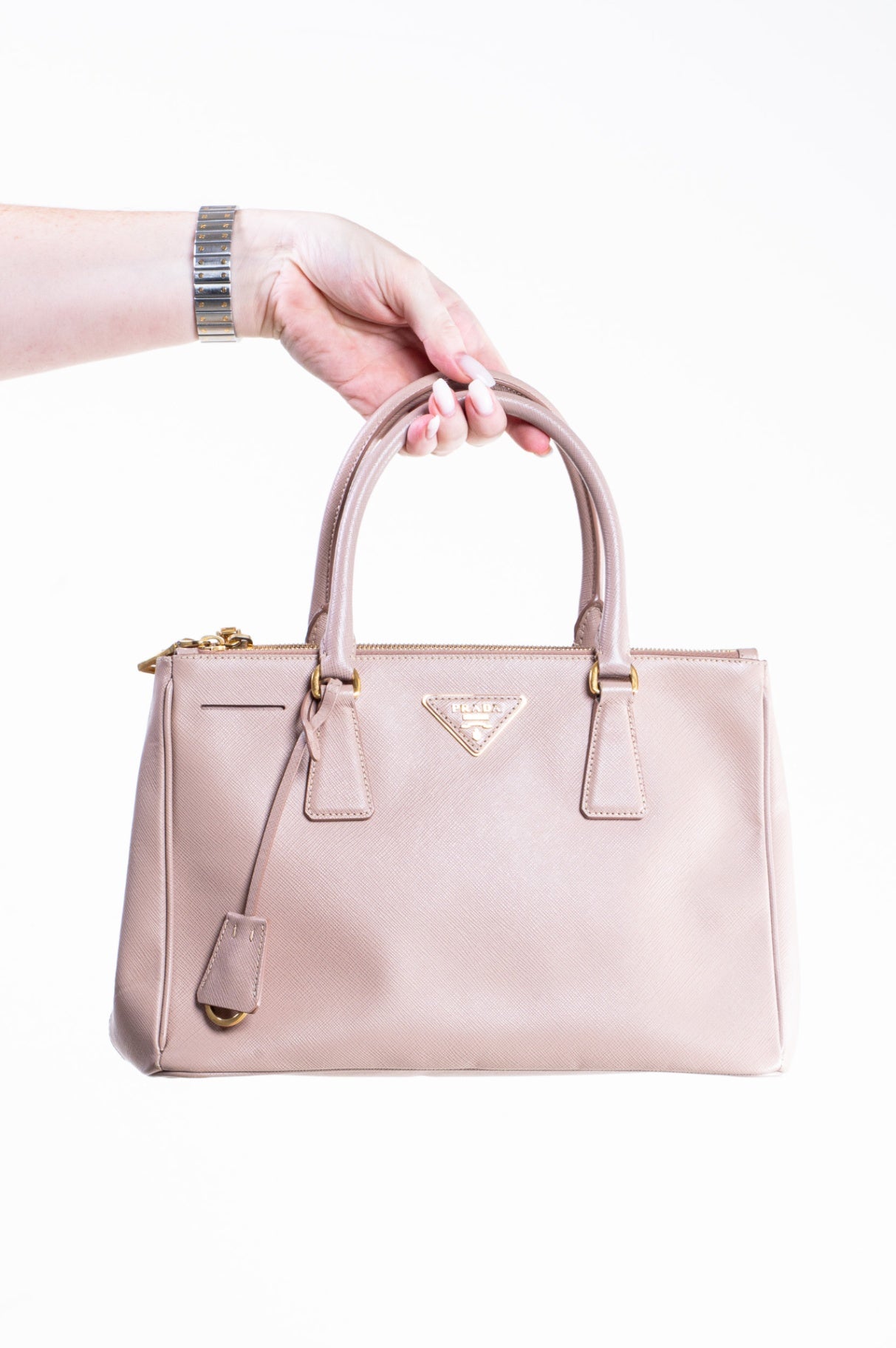 Pink Galleria Saffiano Leather Tote Bag