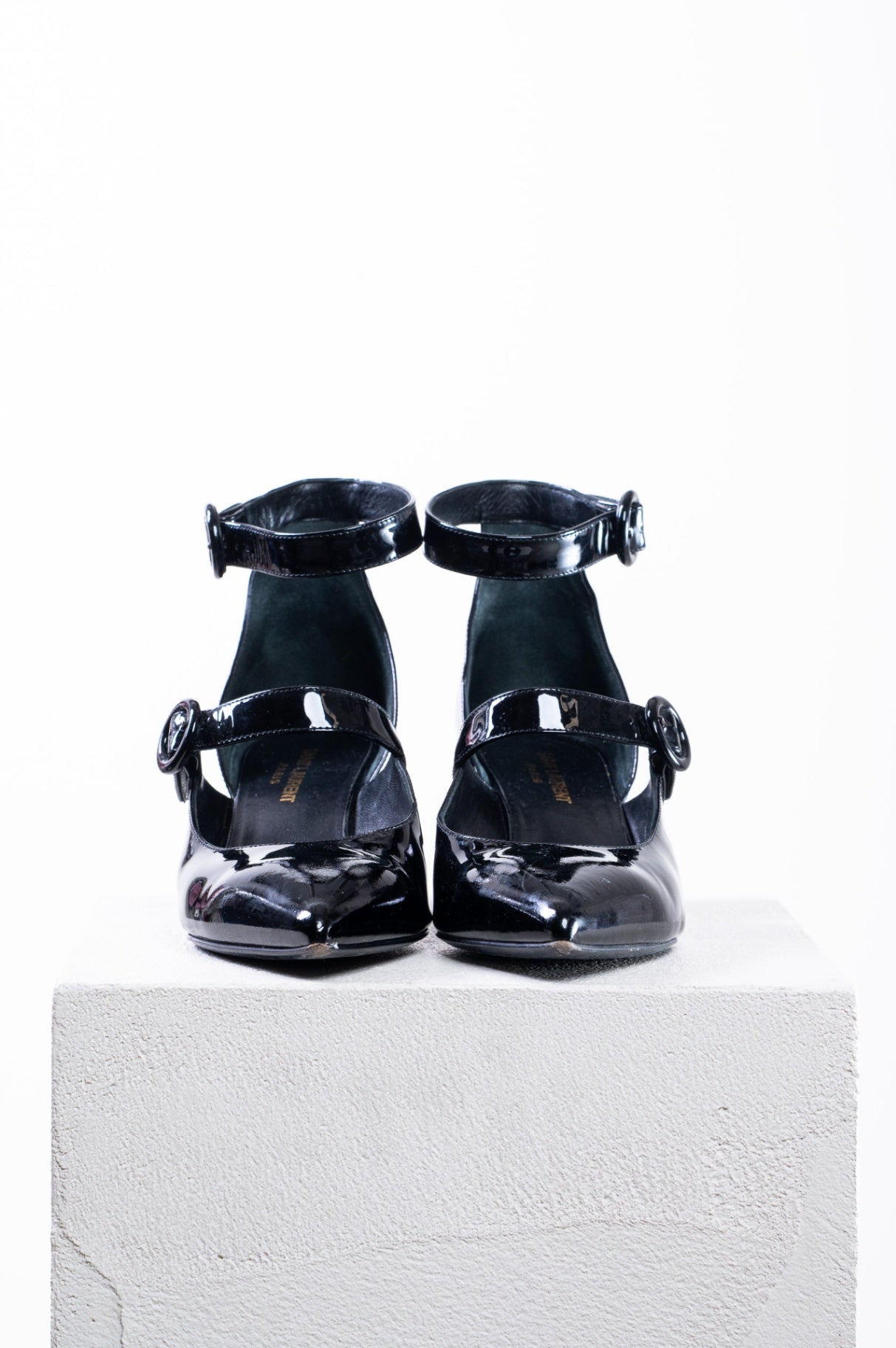 Black Patent Leather Mary Jane Kitten Heel Pump