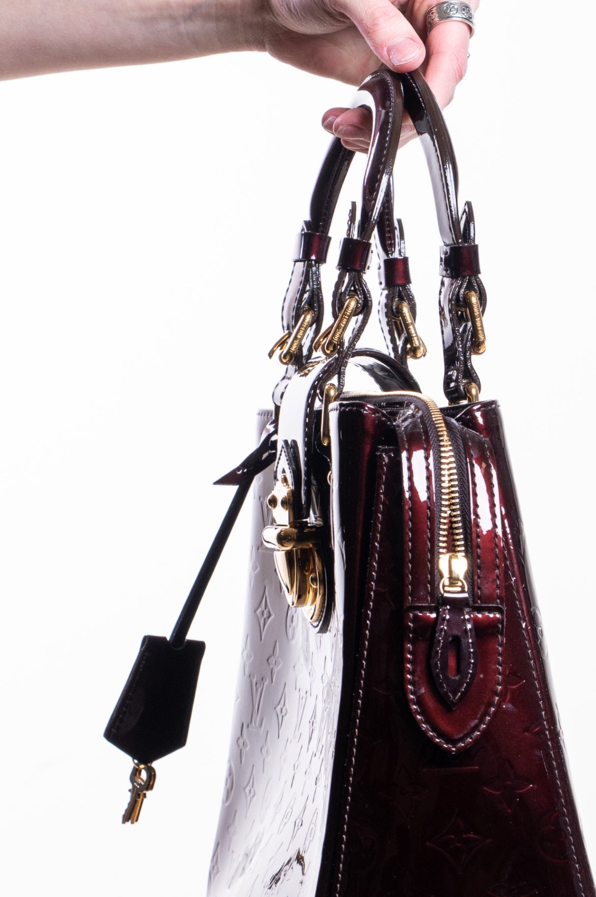 Amarante Patent Leather Melrose Handbag