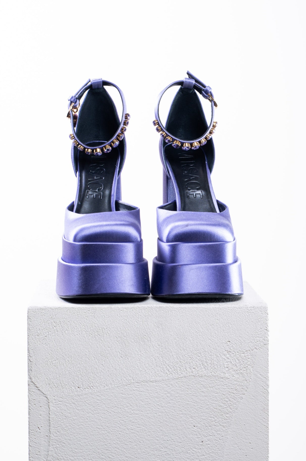 Medusa Aevitas Embellished Orchid Satin Platform Pump