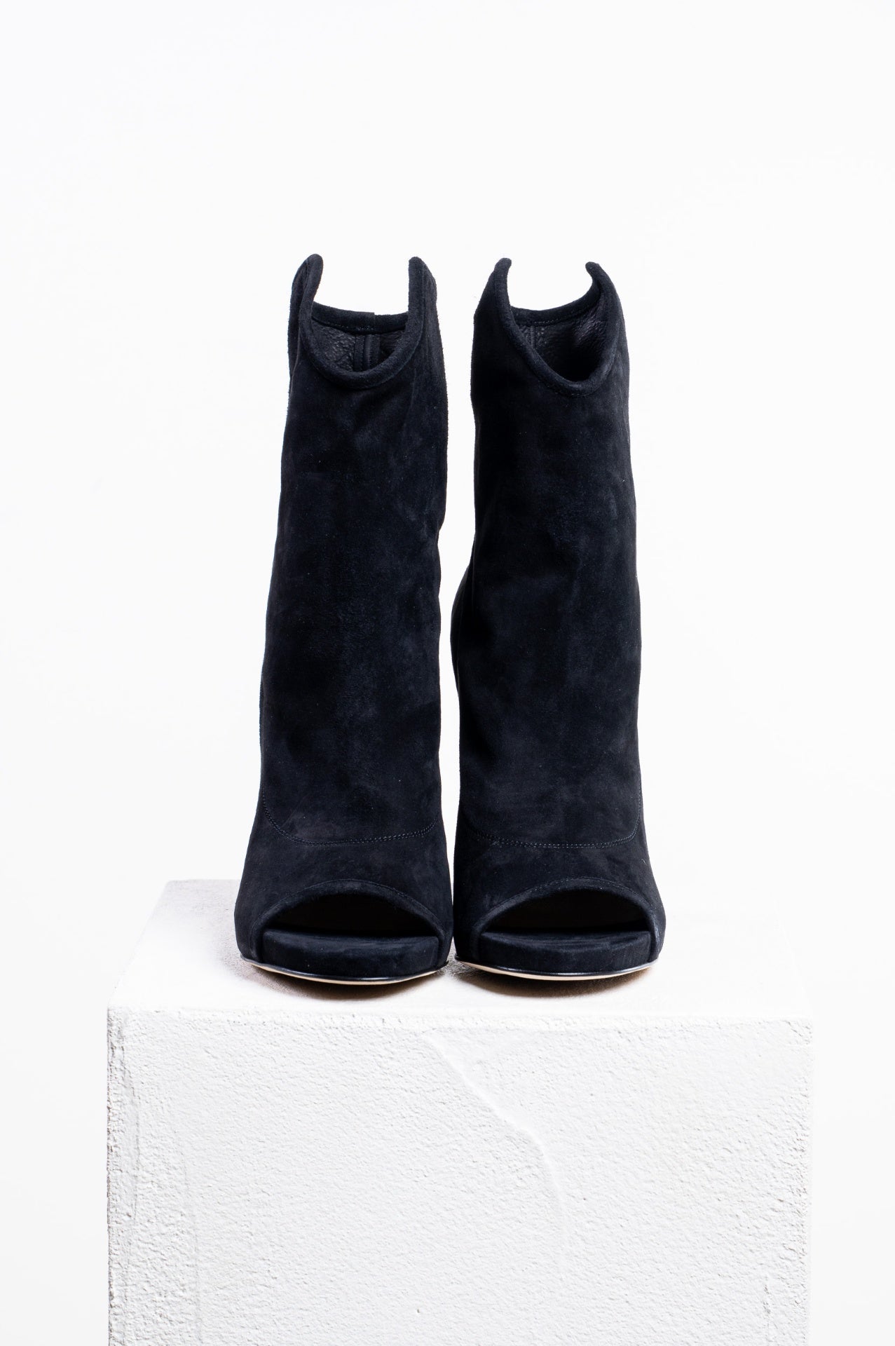Black Suede Peep-toe Maja 110mm Boots