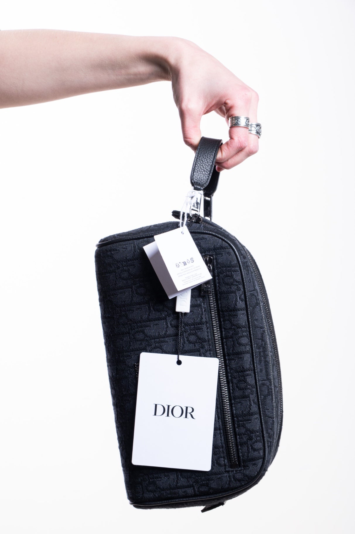 Black Oblique Jacquard Toiletry Bag