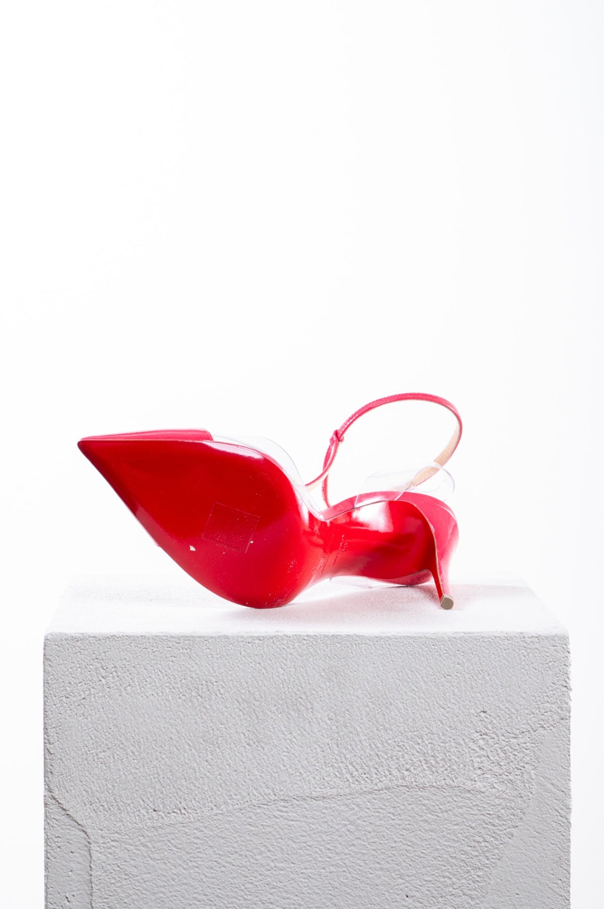 Coral Patent Nosy 100 T-strap PVC Pump