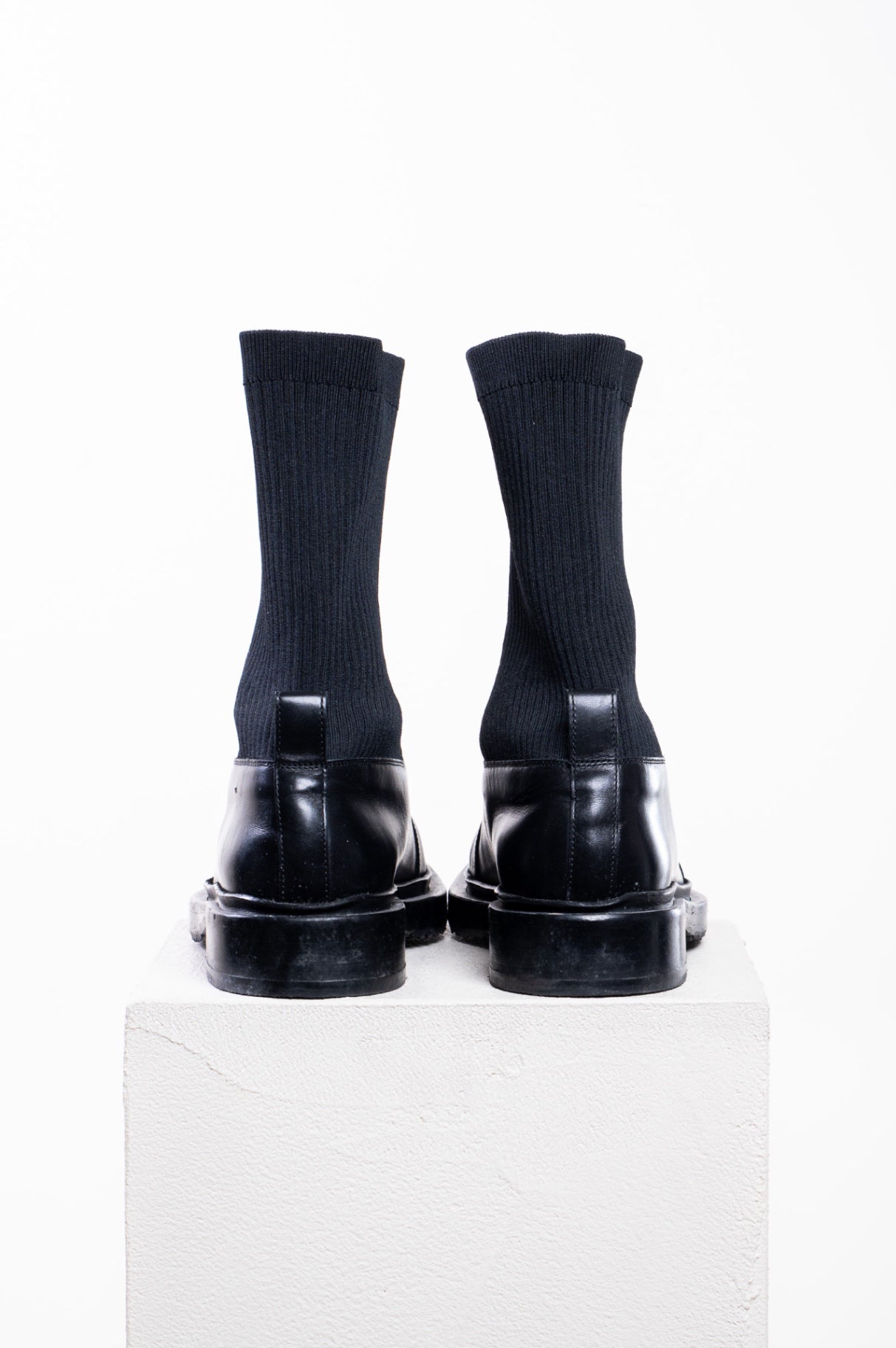 Black Ribbed Sock Chelsea Boot