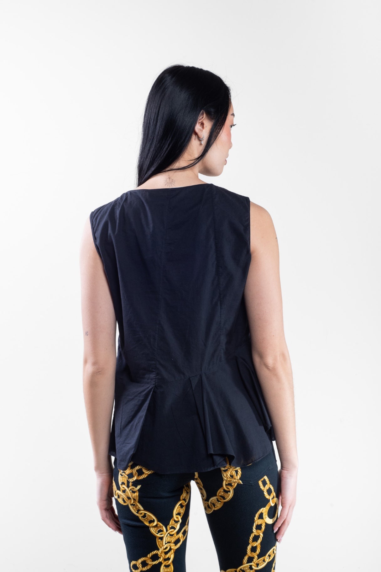 Navy Light Peplum Tank Top
