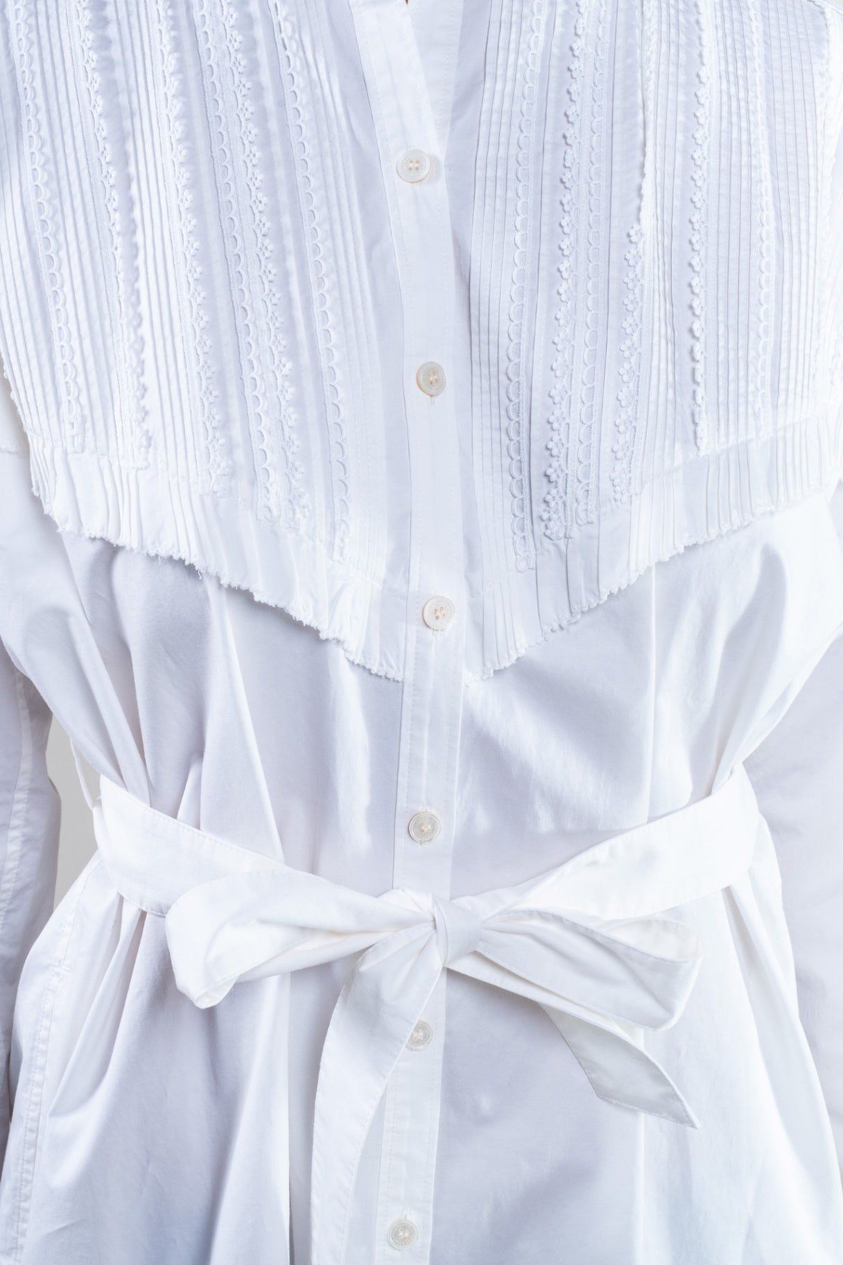 White Pleat Detail Mini Shirt Dress