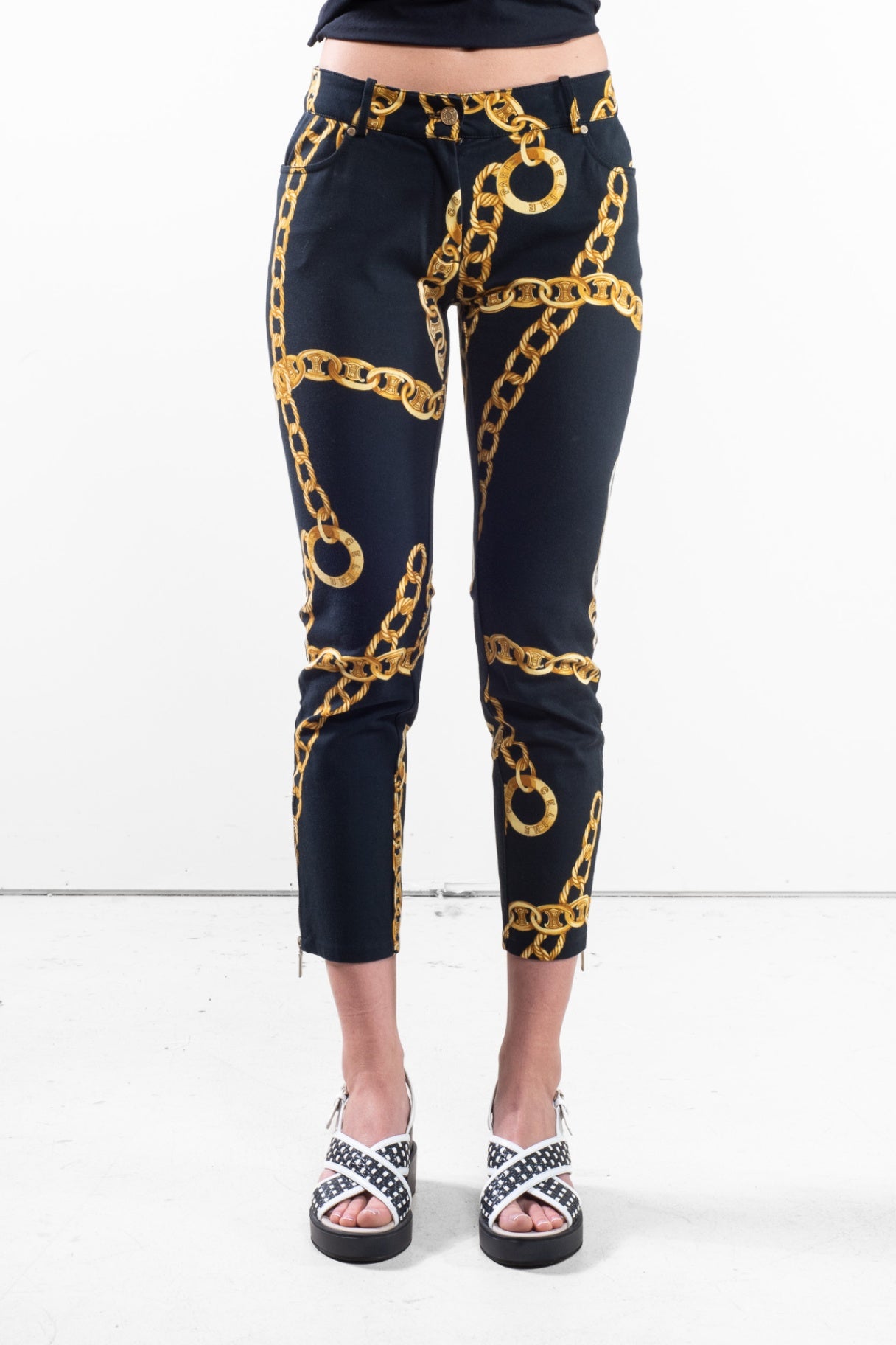 Vintage Black and Yellow Chain Print Pant