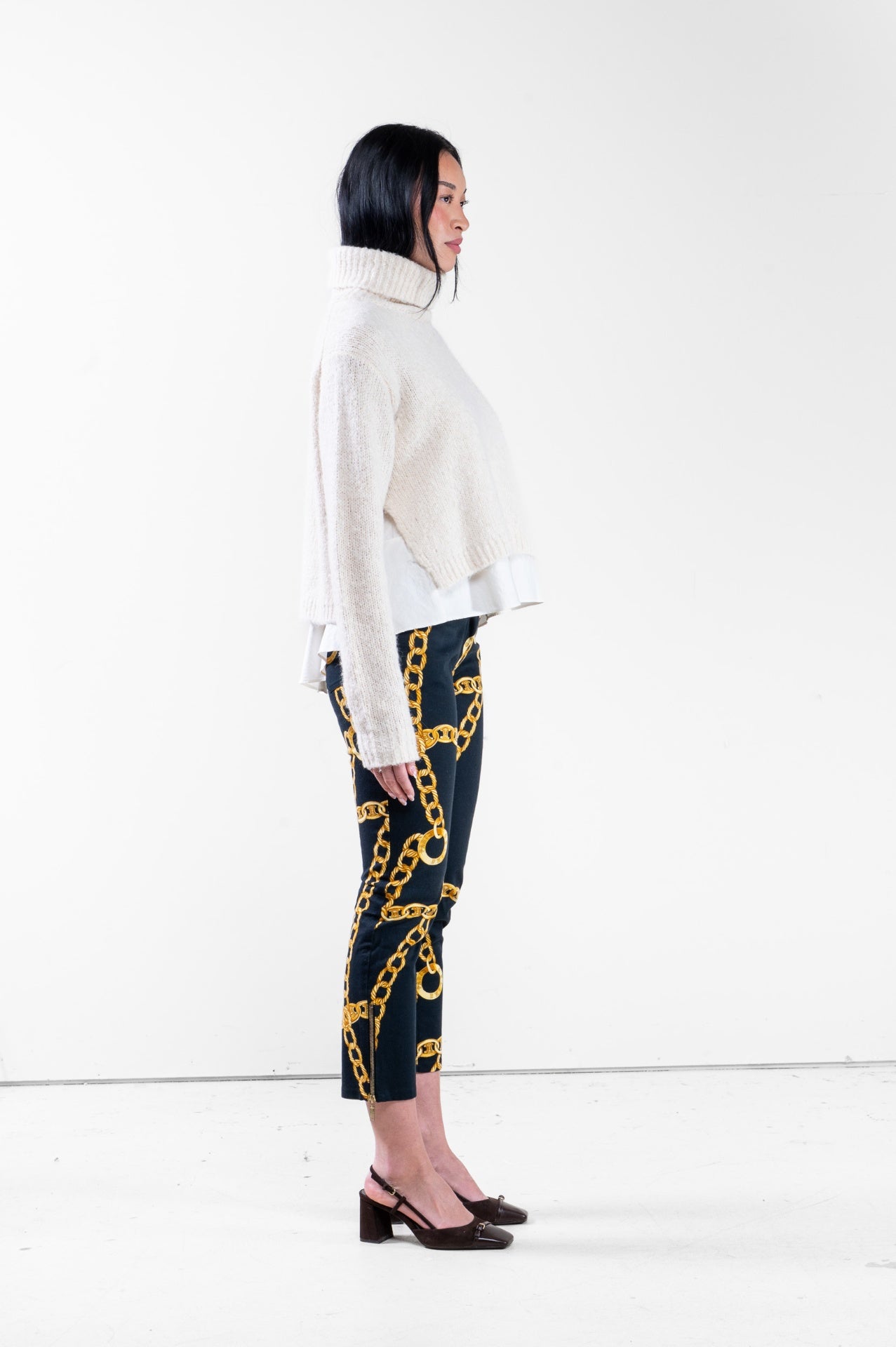 Cream Turtleneck Wool Sweater