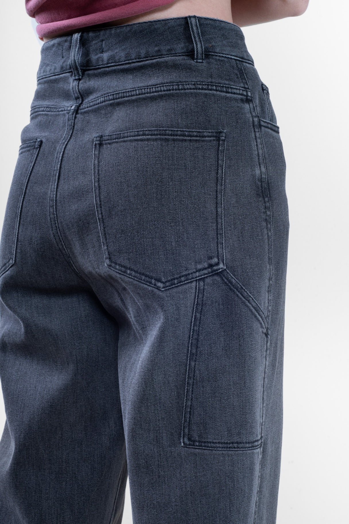 Gray Cargo Denim Pants