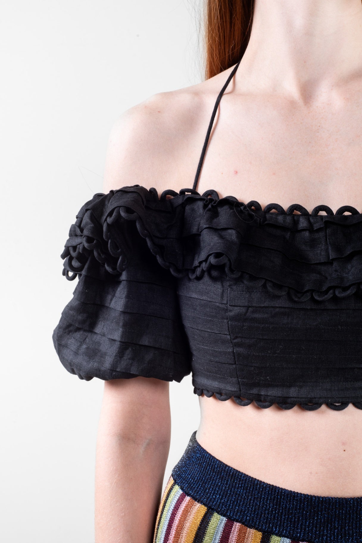 Black Off-the-shoulder Cropped Top