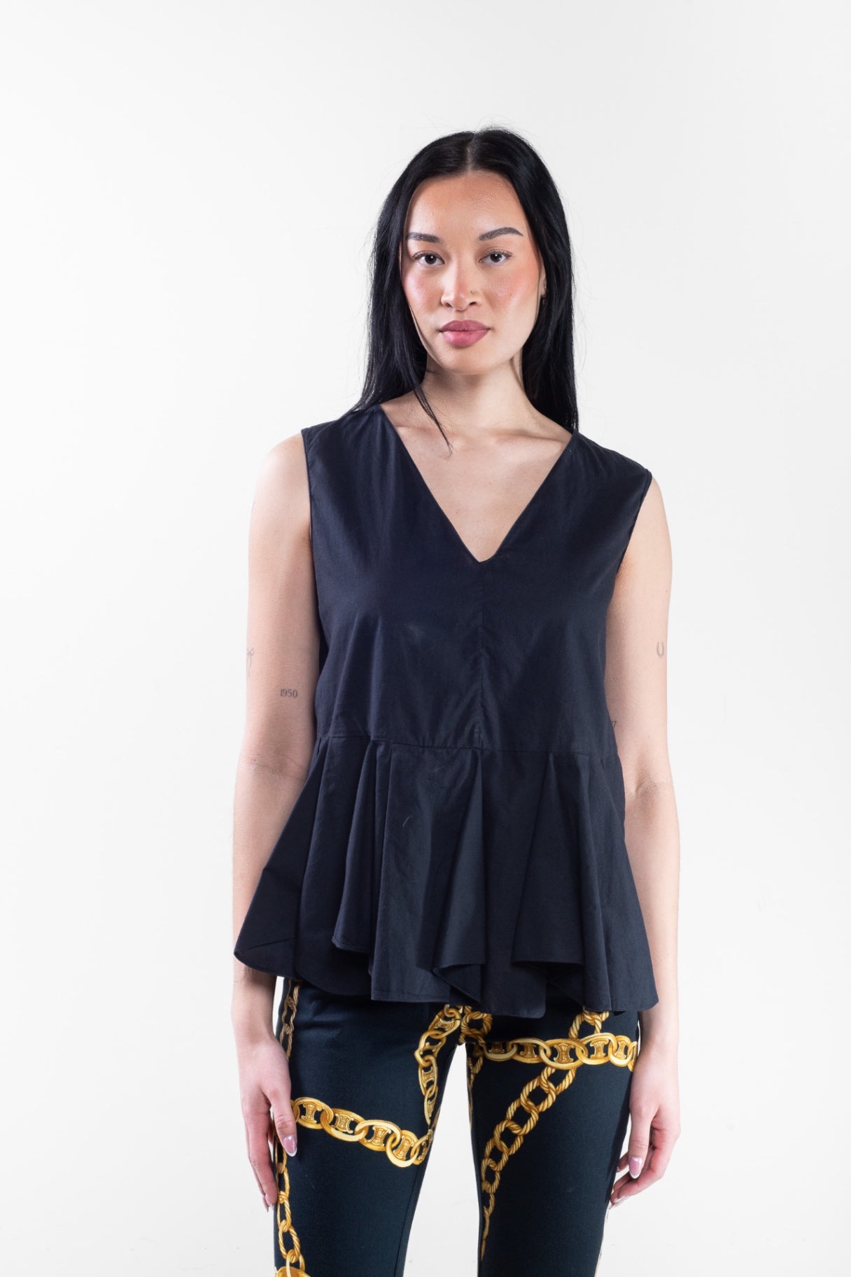 Navy Light Peplum Tank Top