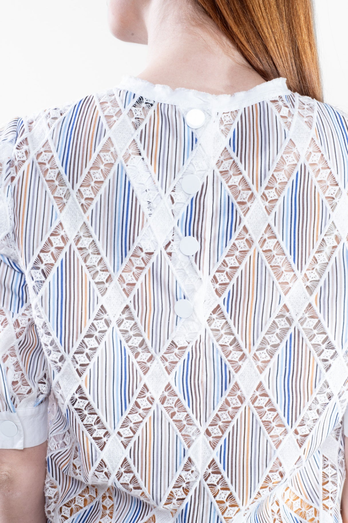 Short Sleeve Striped Shirt with Lace