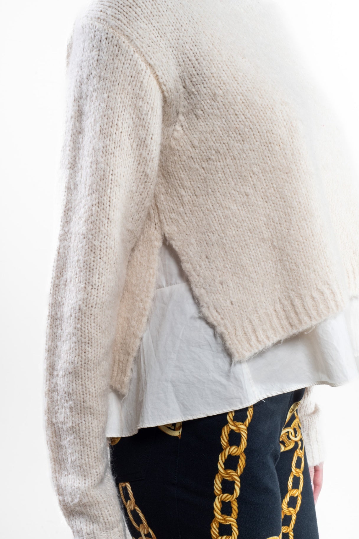 Cream Turtleneck Wool Sweater