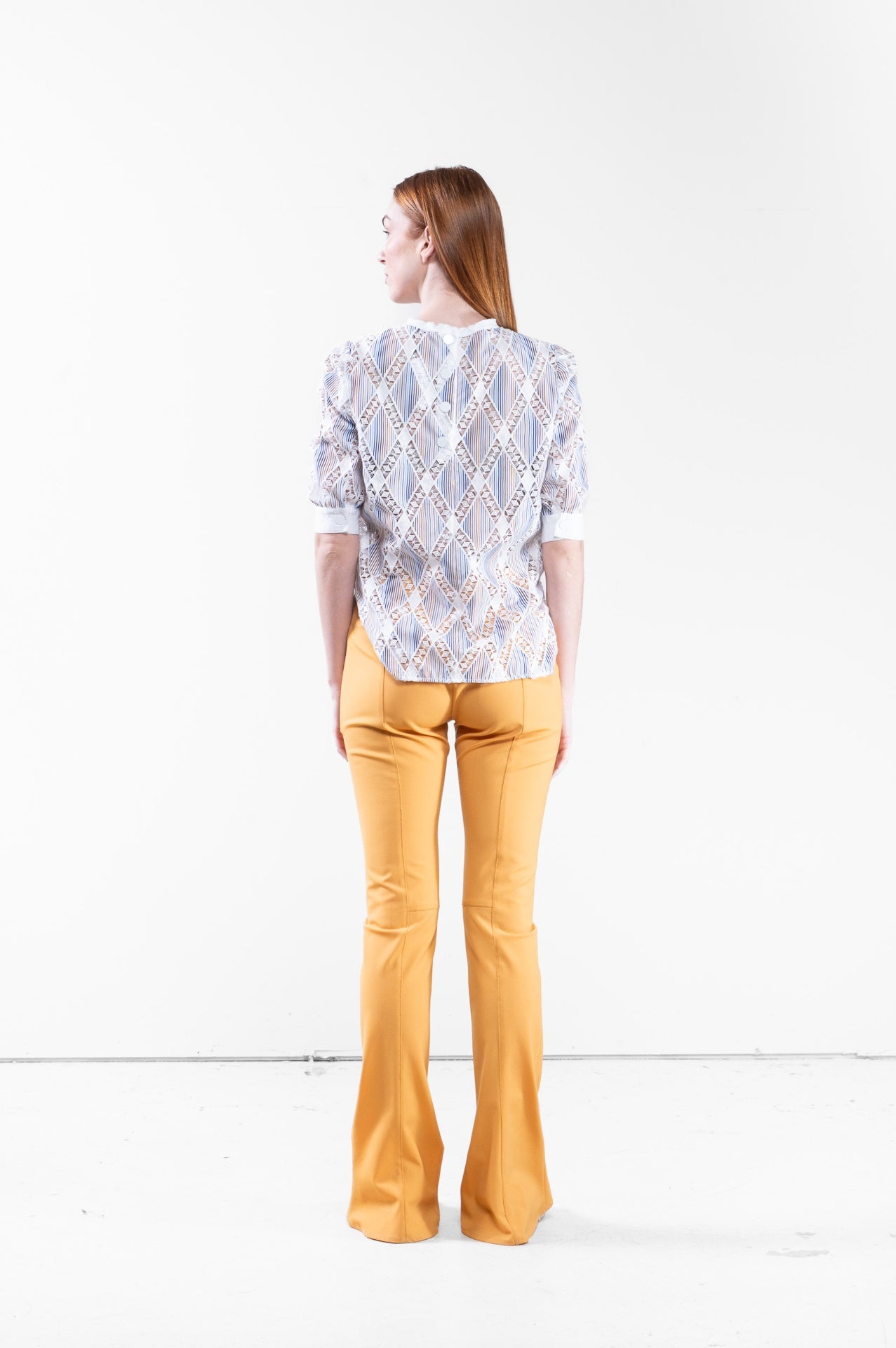 Short Sleeve Striped Shirt with Lace