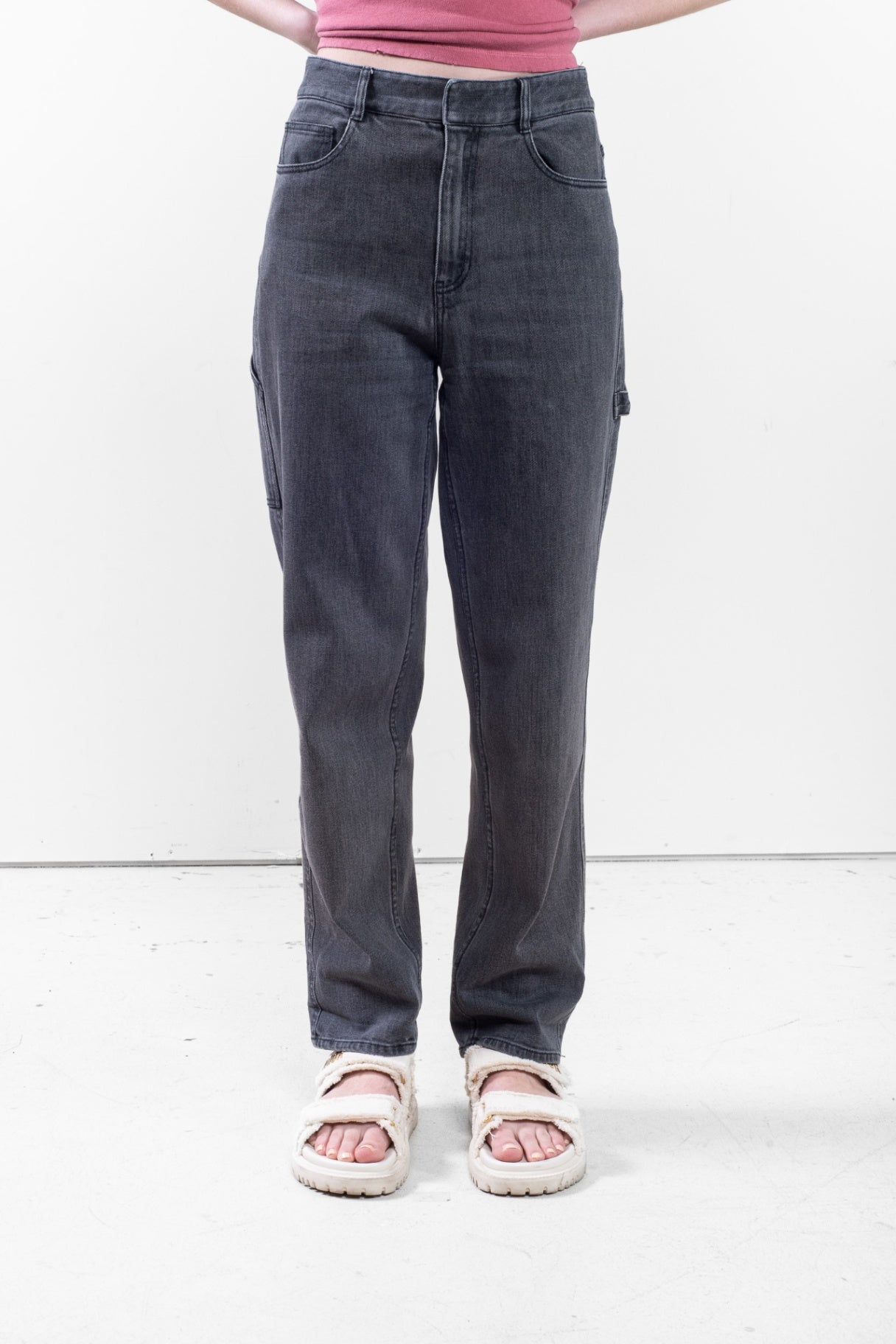 Gray Cargo Denim Pants