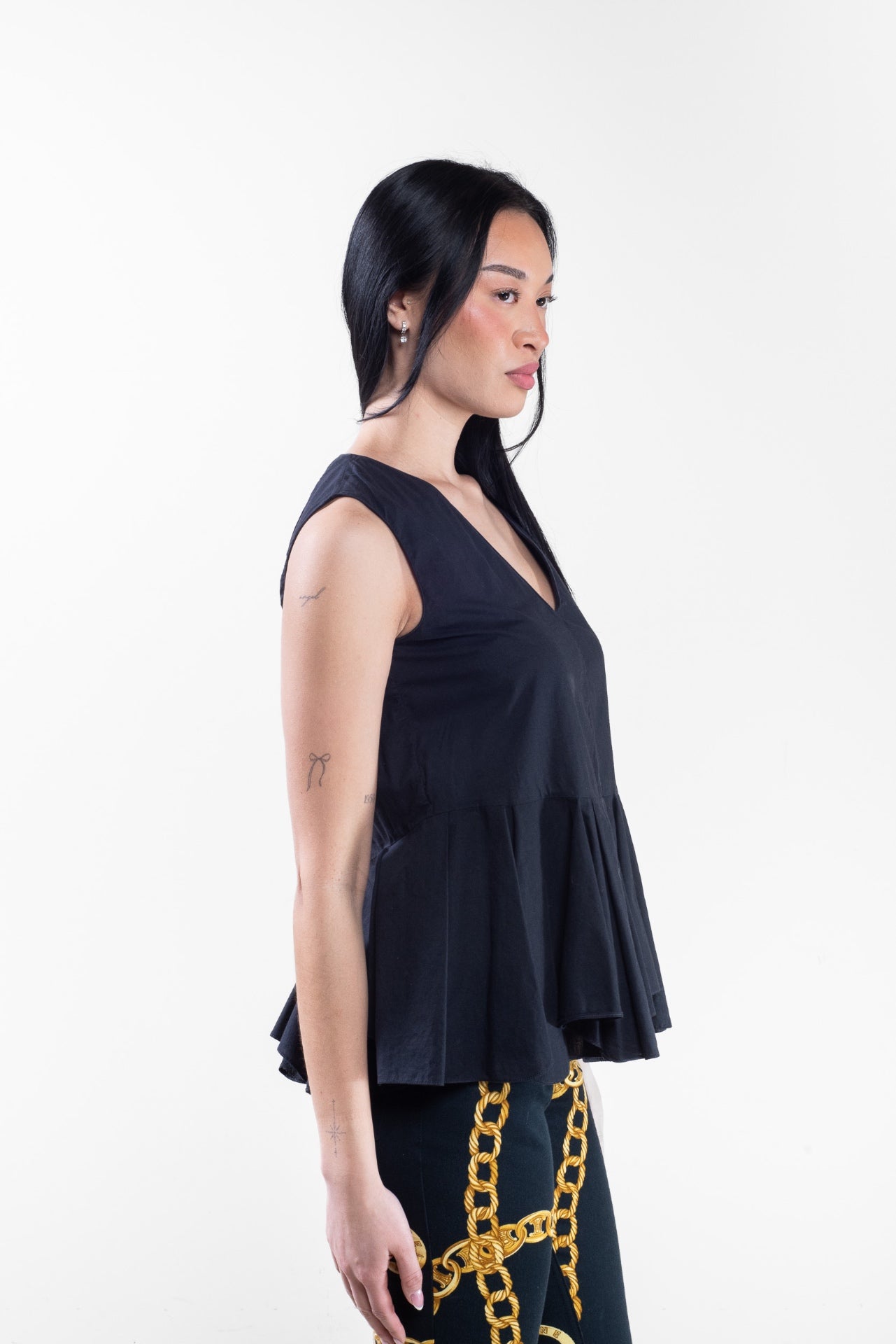 Navy Light Peplum Tank Top