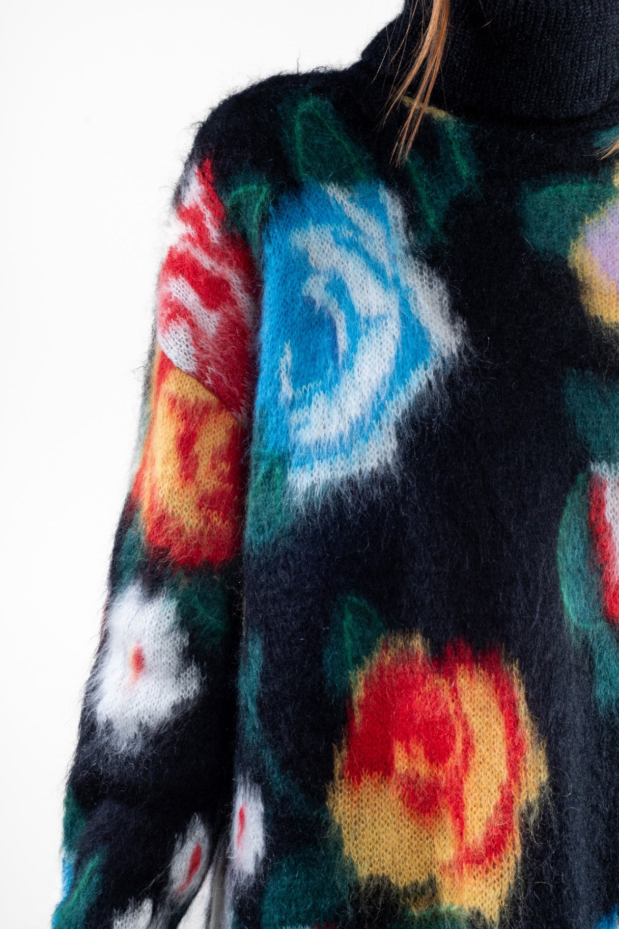 Multicolour Black floral Intarsia-knit Sweater