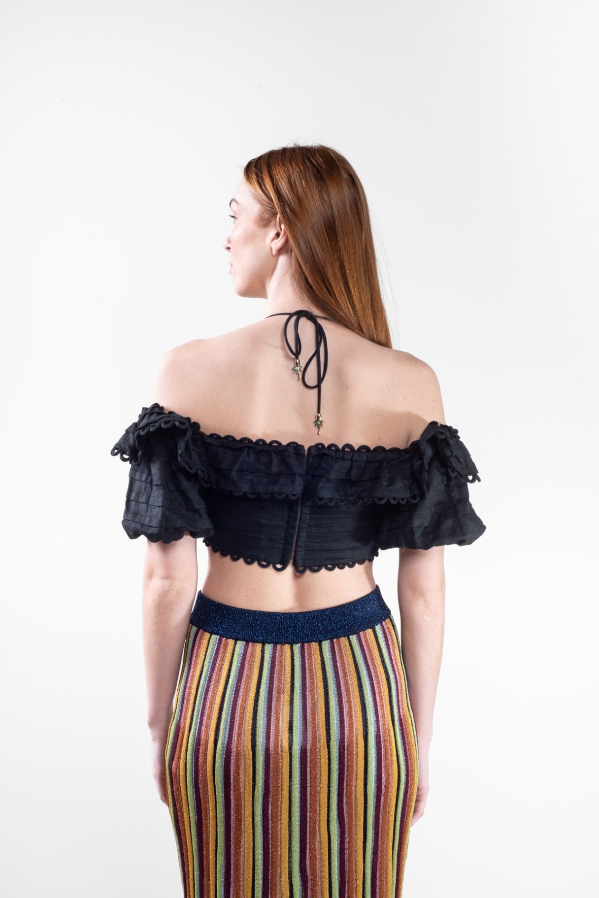Black Off-the-shoulder Cropped Top