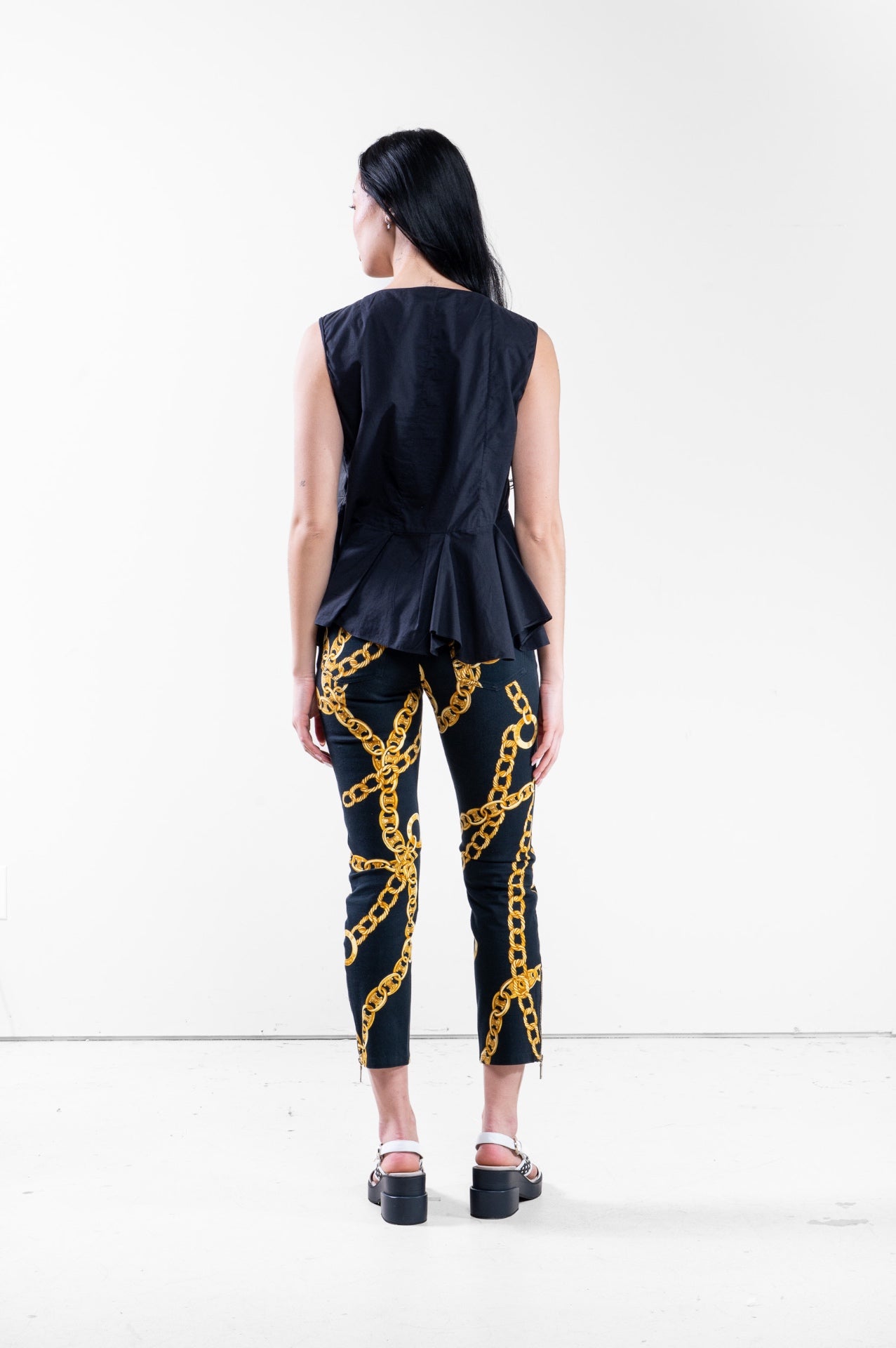 Navy Light Peplum Tank Top